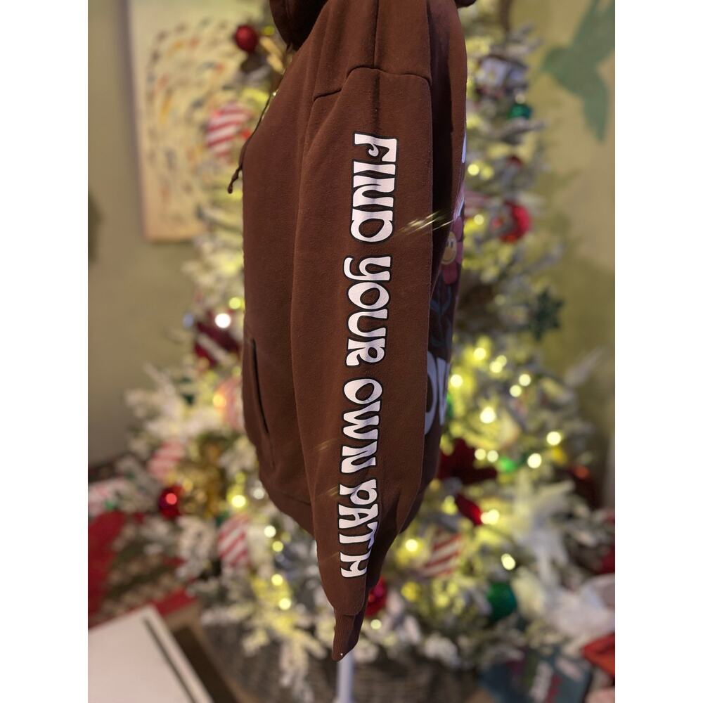 Social scene woman’s brown hoodie fairy size S cotton blend hippie grunge Y2K - Picture 4 of 10